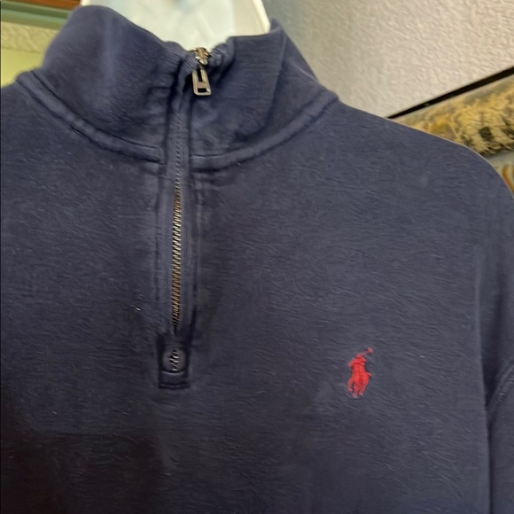 Polo by Ralph Lauren Navy Blue Quarter Zip Sweatshirt Sz L men’s - Picture 4 of 9